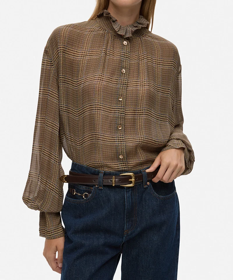 Ipekyol Leather Effect Belt with Textured Buckle